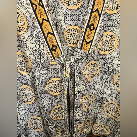 Free People Long Sleeve Tie Front Peplum Blouse - Picture 2 of 7